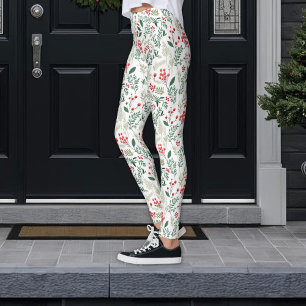 Leggings Baies de houx rouges de Noël