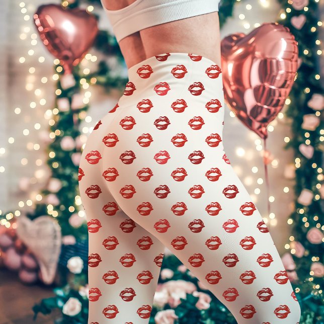 Leggings Baiser blanc et rouge (Créateur téléchargé)