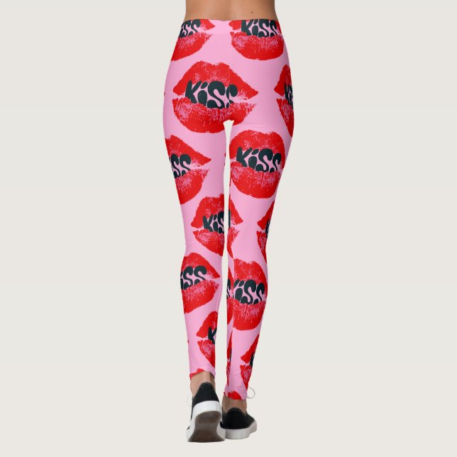 Leggings Baiser de Pop Art Lèvres Répéter (Dos)