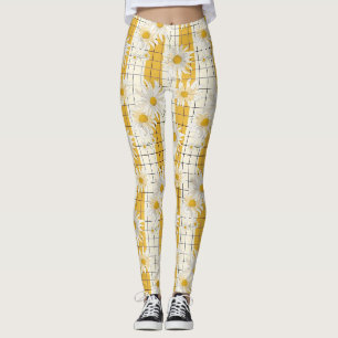 Leggings Baisson blanc sur Arrière - plan de grille rayée j