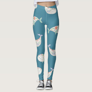 Leggings Baleine scandinave, animaux de mer motif