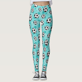 Leggings Ballon de football et guêtres turquoises de motif