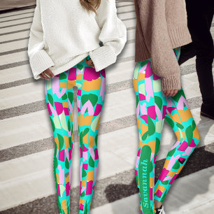 Leggings Bambou coloré Botaniques Personnaliser le nom