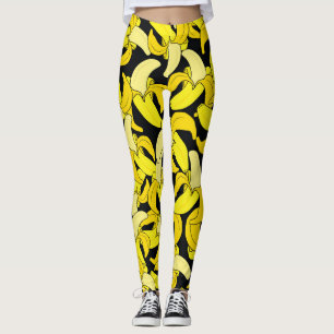 Leggings Bananes jaunes vintages : Arrière - plan noir