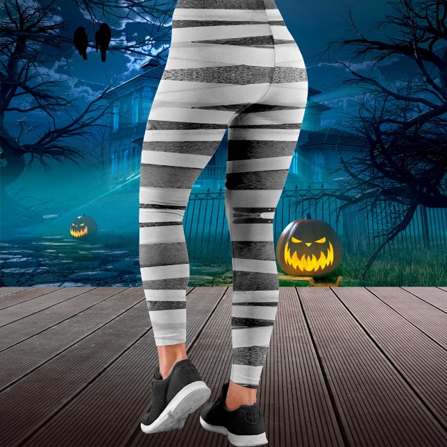 Leggings Bandages de la maman envelopper Grunge dévêtu Hall (Mummy Wrap Bandages Grunge Distressed Halloween Leggings)