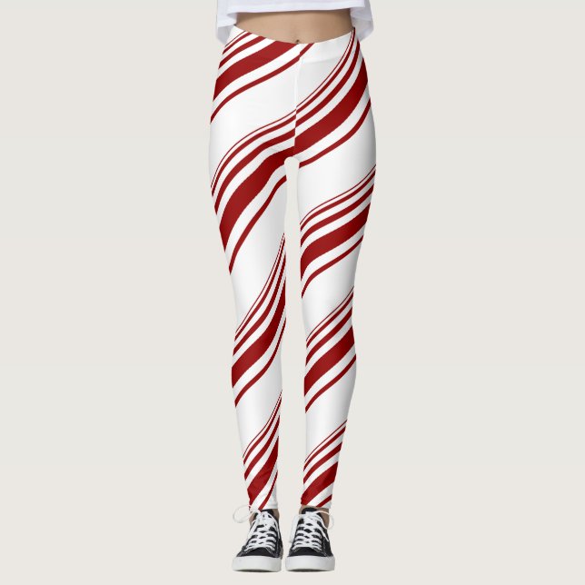 Leggings Bande de Sucre de canne blanc rouge (Devant)