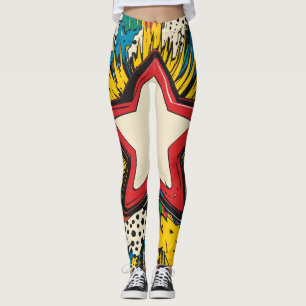 Leggings Bande dessinée colorée Pop Art Starburst explosion