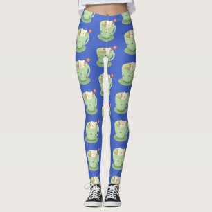 Leggings Bande dessinée de la tasse de thé mignonne humour