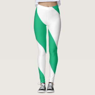 Leggings Bande diagonale verte et blanche