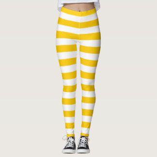 Leggings Bande horizontale jaune et blanche