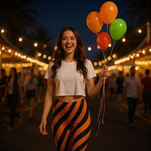 Leggings Bande orange et noire
