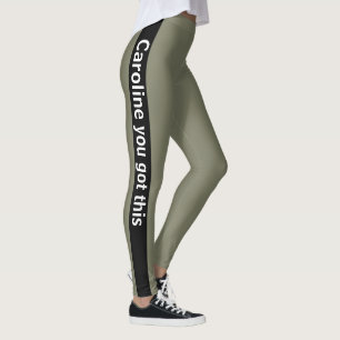 Leggings Bande verticale noire Ajouter du texte Gris ch