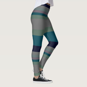 Leggings Bandes Abstraites vertes, Turquoises et roses