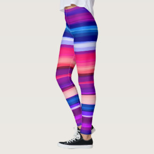 Leggings Bandes abstraites violettes, roses et bleues