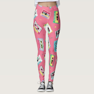 Leggings Bandes audio rétro : Style des années 80.
