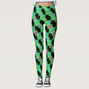 Leggings Bandes, cercles lilas bleus ou hexagone abstrait