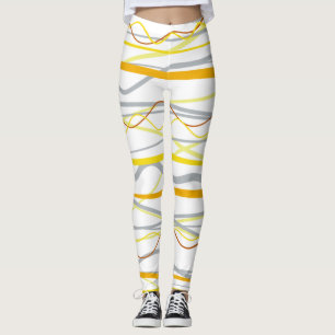 Leggings Bandes d'argent jaune moutarde