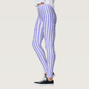 Leggings Bandes de bonbons bleu et blanc