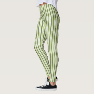 Leggings Bandes de bonbons d'olive et blanc