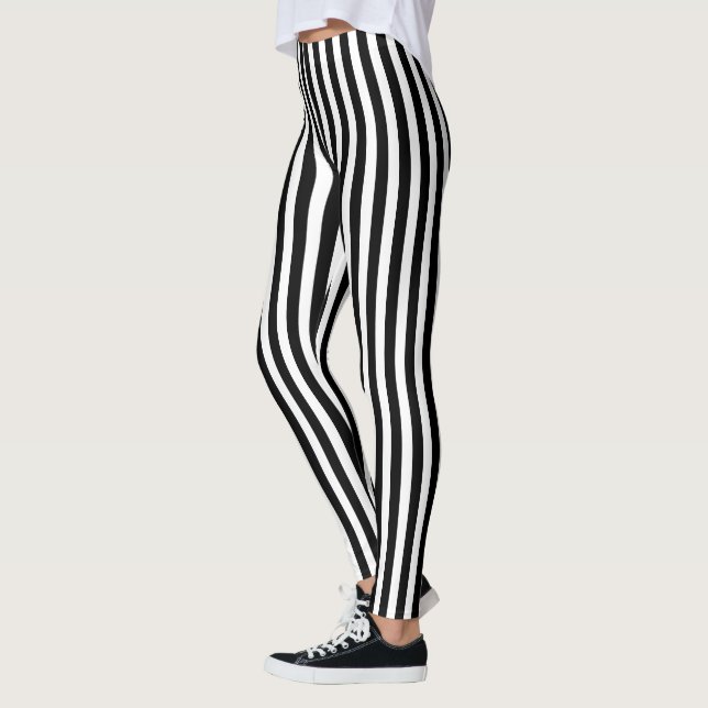 Leggings Bandes de bonbons noir et blanc (Gauche)