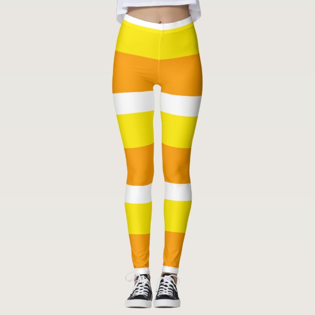 Leggings Bandes de maïs de bonbons pattes d'automne (Devant)