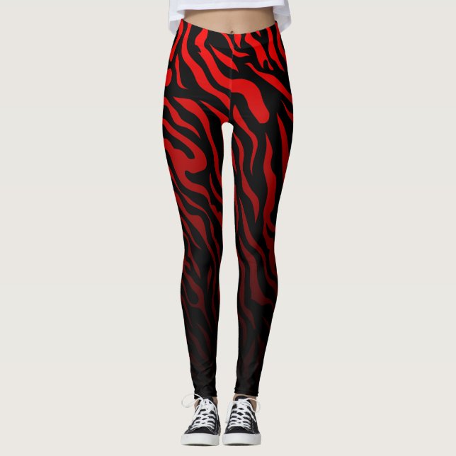 Leggings Bandes de zèbres rouges et noires : Légendes éléga (Devant)