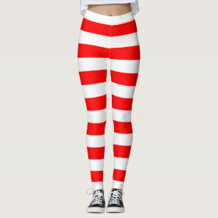 Leggings Bandes horizontales de grande taille rouge et blan