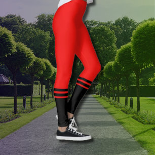 Leggings Bandes horizontales noires élégantes Rouge