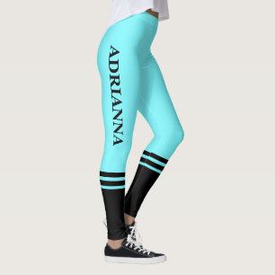 Leggings Bandes horizontales noires Nom Bleu électrique
