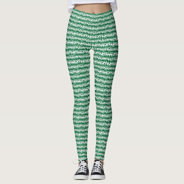 Leggings Bandes horizontales organiques - Vert forestier (Devant)