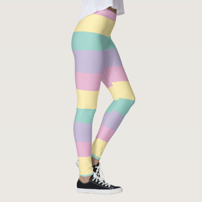 Leggings Bandes Inégales Pink, Jaune, Violet & Vert (Droite)
