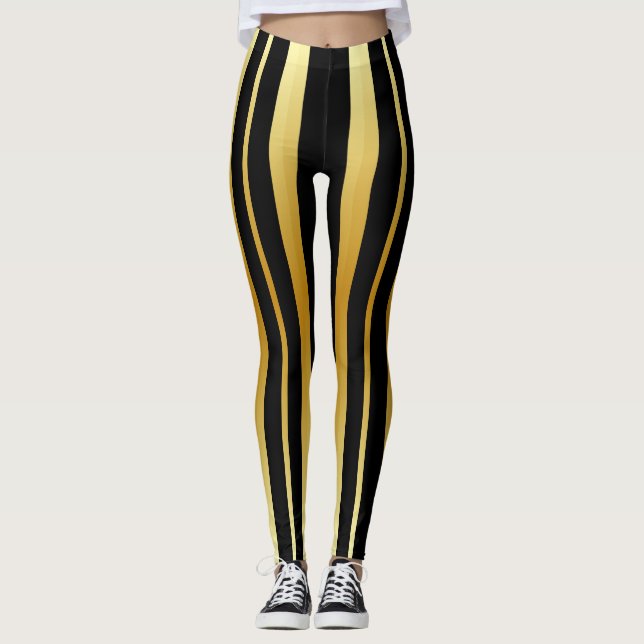 Leggings Bandes noires et or (Devant)