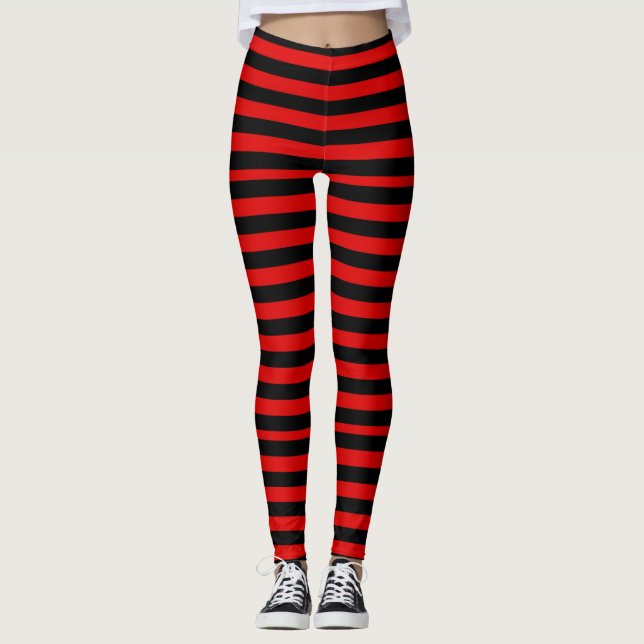 Leggings Bandes noires et rouges (Devant)