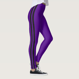 Leggings Bandes noires Jambes violettes Couleurs personnali