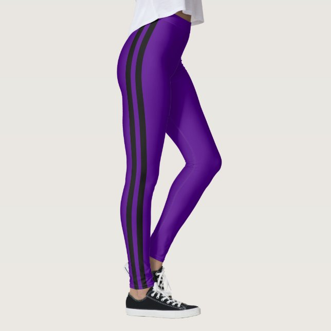 Leggings Bandes noires Jambes violettes Couleurs personnali (Droite)