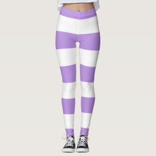 Leggings Bandes pourpres, Blancs, Motif rayé