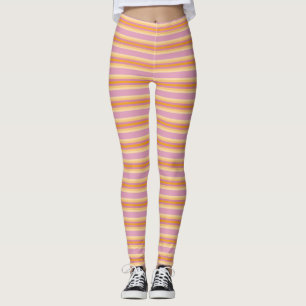 Leggings Bandes rose orange B
