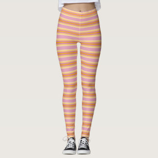Leggings Bandes rose orange B
