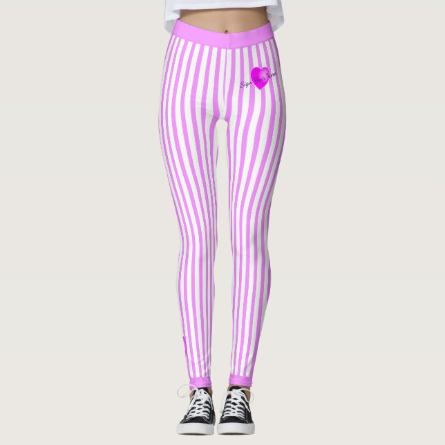 Leggings Bandes roses sur PINK (Devant)