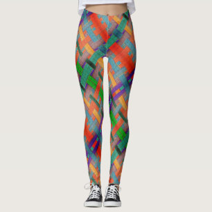 Leggings Bandes rougeâtres croisées de Granny, avec aspect