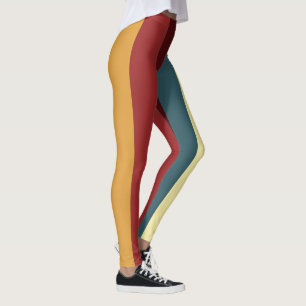 Leggings Bandes rouges, turquoises et jaunes