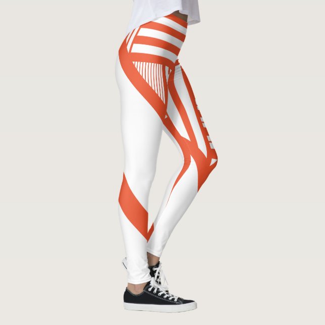 Leggings Bandes triangulaires - Orange et Blanc (Droite)