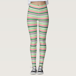 Leggings Bandes vert rose pâle