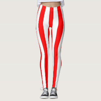 Leggings Bandes verticales de grande taille rouge et blanc