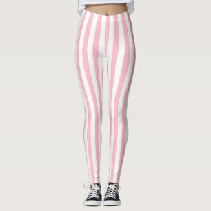 Leggings Bandes verticales de taille moyenne rose et blanch