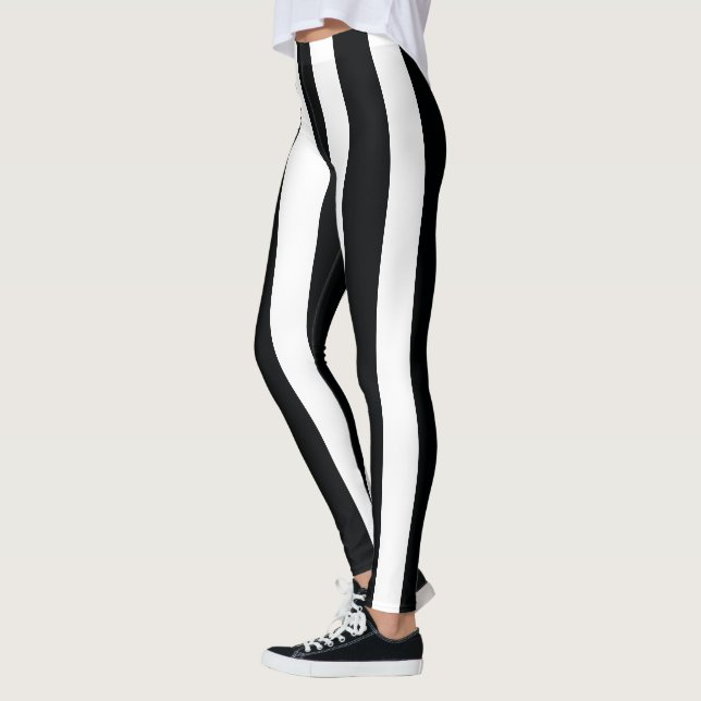 Leggings bandes verticales, noir et blanc (Gauche)