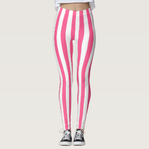 Leggings Bandes verticales roses et blanches