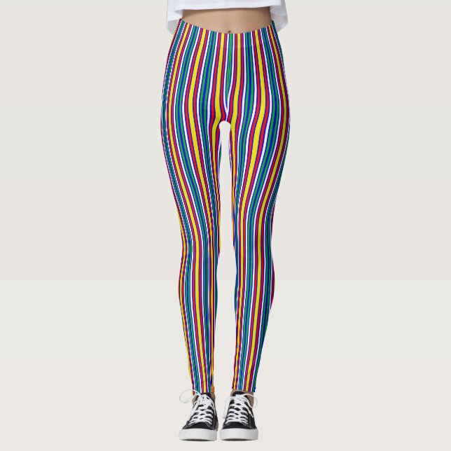 Leggings Bandes verticales rouges jaunes verts (Devant)