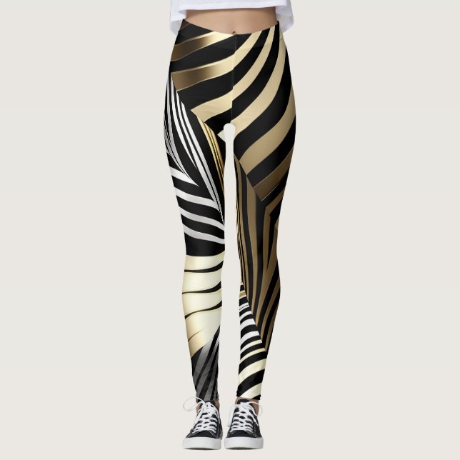 Leggings Bandes zébrées en gras dans la métallurgie (Devant)