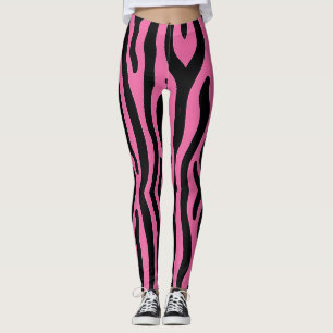 Leggings Bandes zébrées en rose et noir chauds